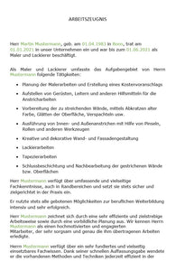 Arbeitszeugnis Maler und Lackierer Vorlage m/w/d - Simply Download