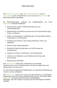 Arbeitszeugnis Markenbotschafter Vorlage m/w/d