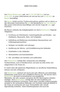 Arbeitszeugnis Maurer Vorlage m/w/d - Simply Download