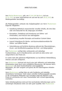 Arbeitszeugnis Mediengestalter Vorlage m/w/d