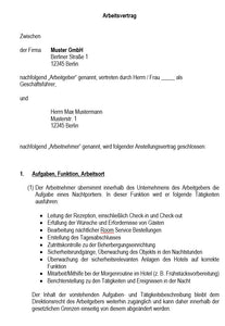 Arbeitsvertrag Nachtportier Vorlage m/w/d - Simply Download