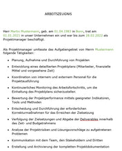 Laden Sie das Bild in den Galerie-Viewer, Arbeitszeugnis Projektmanager Vorlage m/w/d
