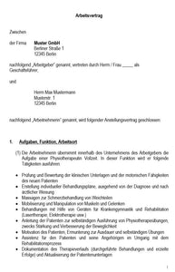 Arbeitsvertrag Physiotherapeut Vorlage m/w/d - Simply Download
