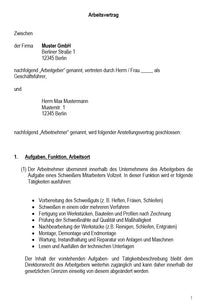 Arbeitsvertrag Schweißer Vorlage m/w/d - Simply Download