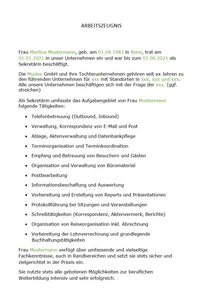 Arbeitszeugnis Sekretärin Vorlage m/w/d - Simply Download