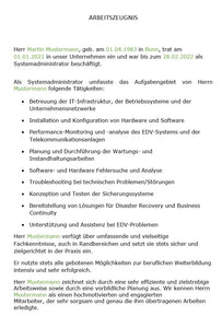Arbeitszeugnis Systemadministrator Vorlage m/w/d - Simply Download