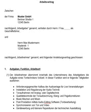 Laden Sie das Bild in den Galerie-Viewer, Arbeitsvertrag Tontechniker Vorlage m/w/d - Simply Download