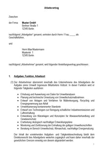 Arbeitsvertrag Umweltingenieur Vorlage m/w/d - Simply Download