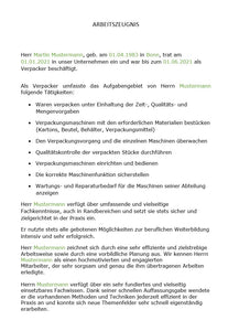 Arbeitszeugnis Verpacker Vorlage m/w/d - Simply Download