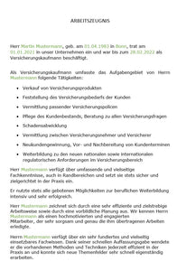 Arbeitszeugnis Versicherungskaufmann Vorlage m/w/d