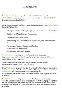 Arbeitszeugnis Verwaltungskraft Vorlage m/w/d