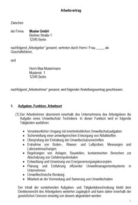 Arbeitsvertrag Umweltschutztechniker Vorlage m/w/d - Simply Download