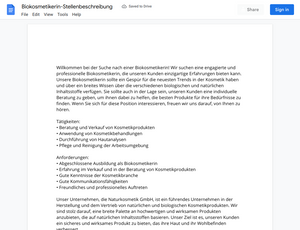 Stellenbeschreibung