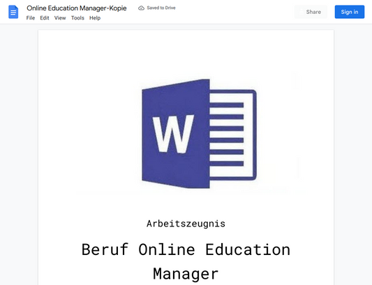 Arbeitszeugnis-Online Education Manager