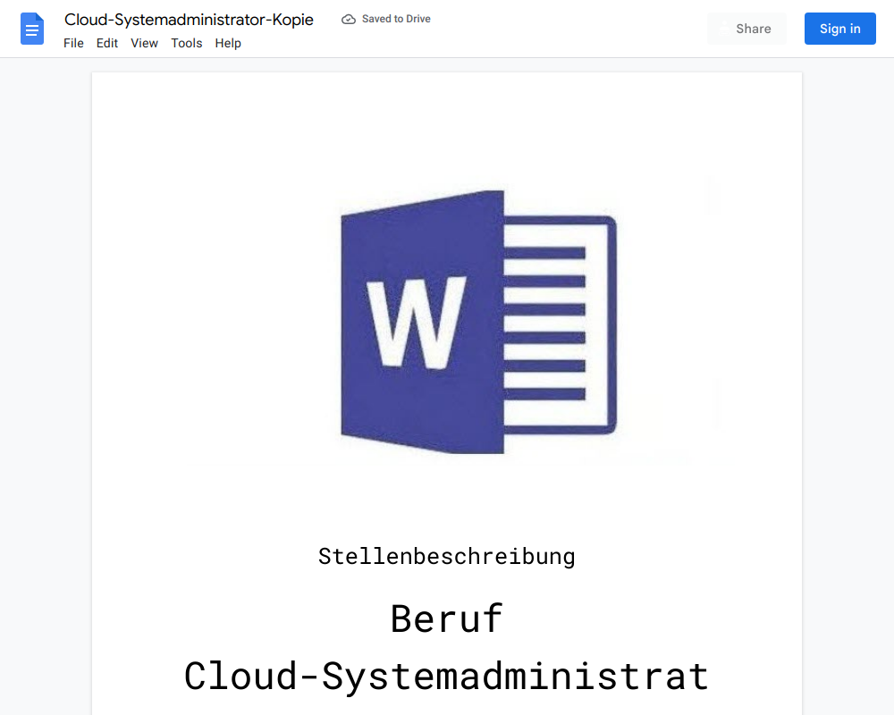 Stellenbeschreibung-Cloud-Systemadministrator