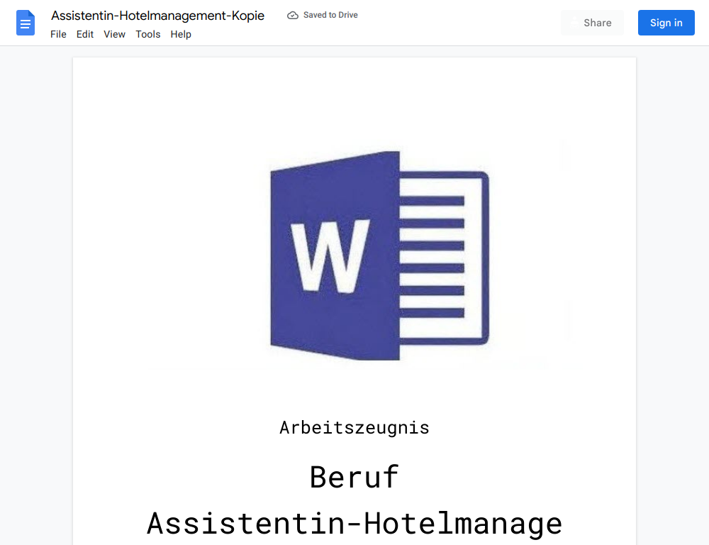 Arbeitszeugnis-Assistentin-Hotelmanagement