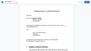 Arbeitsvertrag-Lehrmasseur