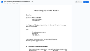 Arbeitsvertrag-Kfm-Ass-Wirtschaftsassistentin-Burosekretariat
