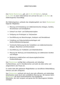Arbeitszeugnis Elektroingenieur Vorlage m/w/d - Simply Download