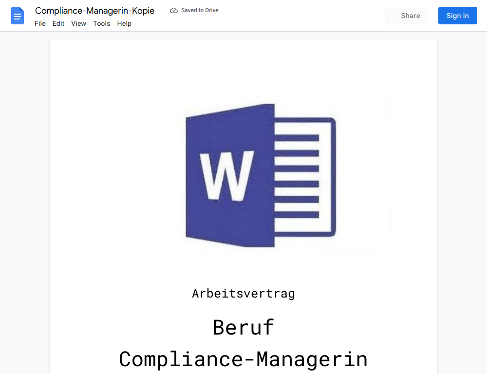 Arbeitsvertrag-Compliance-Managerin