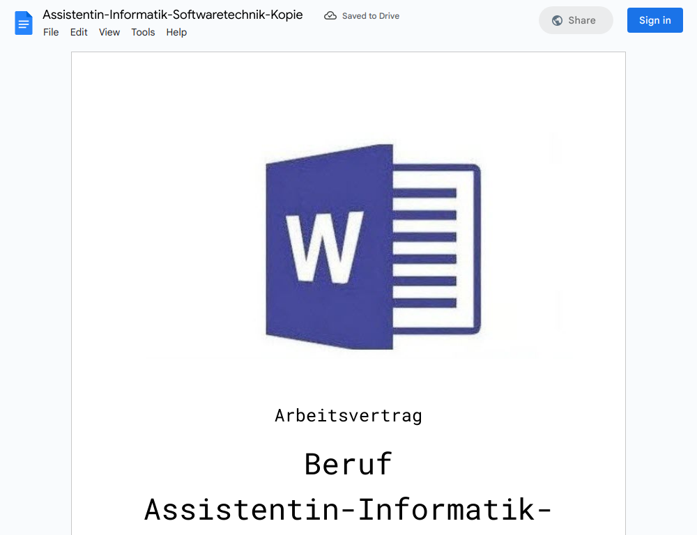 Arbeitsvertrag-Assistentin-Informatik-Softwaretechnik