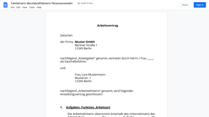 Arbeitsvertrag-Fahrlehrerin-Berufskraftfahrerin-Personenverkehr